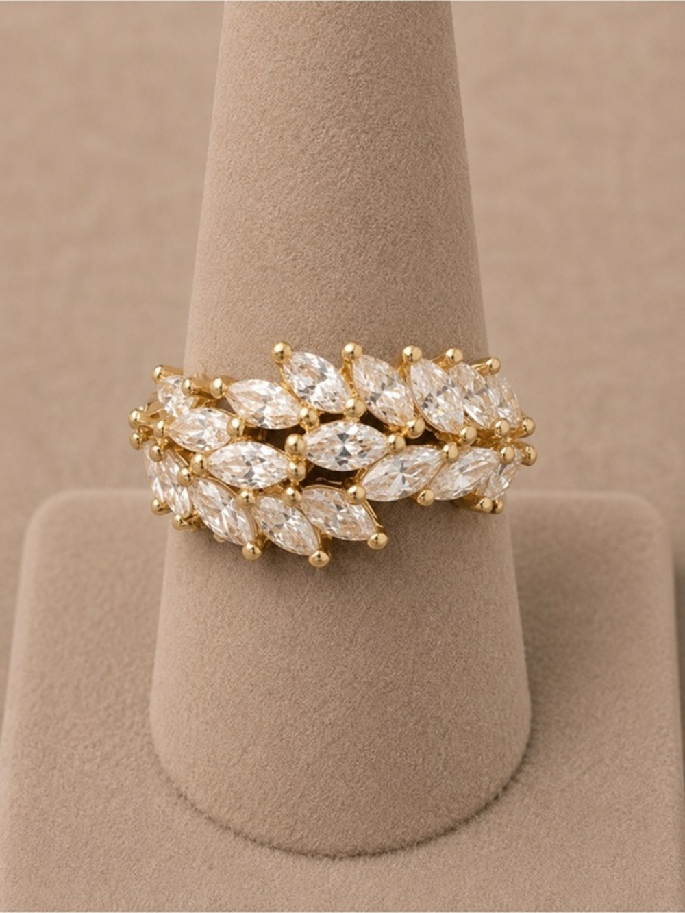 Marquise Leaf Statement Ring Size 6.75 | Gold Over 925 Sterling Silver EUC #645